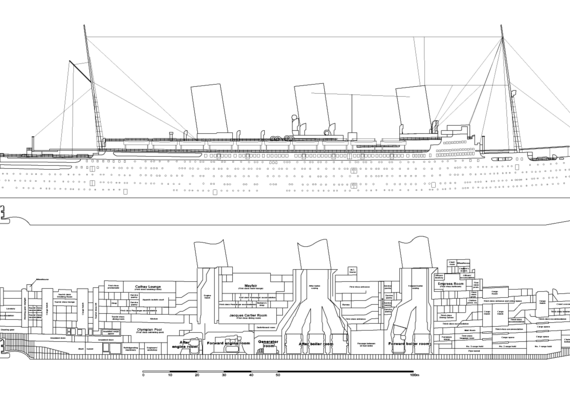 Корабль RMS Empress of Britain - чертежи, габариты, рисунки