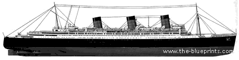 Корабль RMS Queen Mary - чертежи, габариты, рисунки