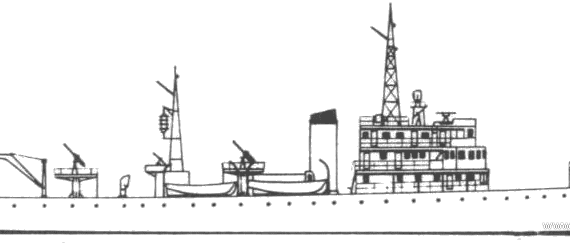 Боевой корабль RNN Nanshin (Minesweeper) Netherlands (1938) - чертежи, габариты, рисунки