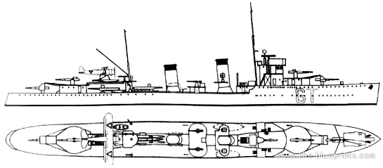 Боевой корабль RNN Van Ghent (Destroyer) Netherlands (1940) - чертежи, габариты, рисунки