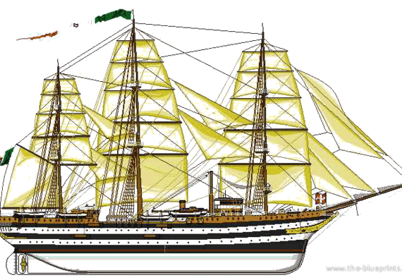 Корабль RN Amerigo Vespucci - чертежи, габариты, рисунки