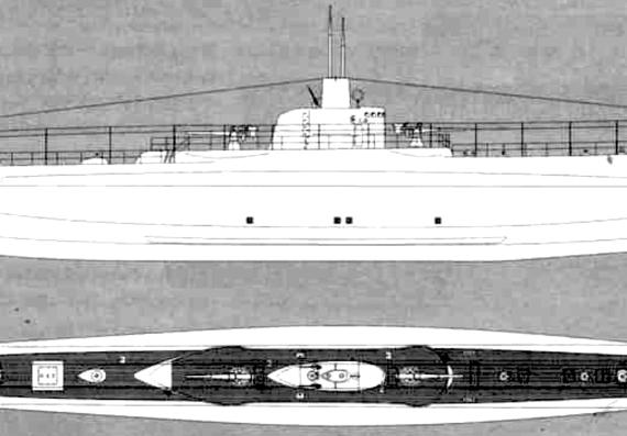 Подводная лодка RN Ammiraglio Cagni 1940 (Submarine) - чертежи, габариты, рисунки