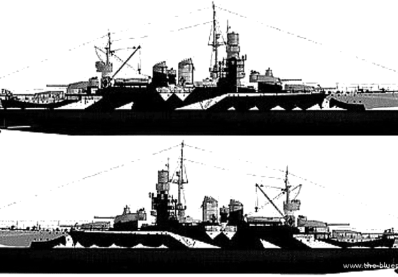 Боевой корабль RN Andrea Doria (1941) - чертежи, габариты, рисунки