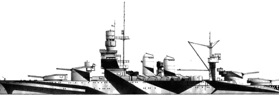 Боевой корабль RN Andrea Doria (Battleship) (1937) - чертежи, габариты, рисунки