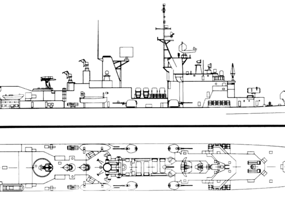 Эсминец RN Ardito D550 (Destroyer) - чертежи, габариты, рисунки