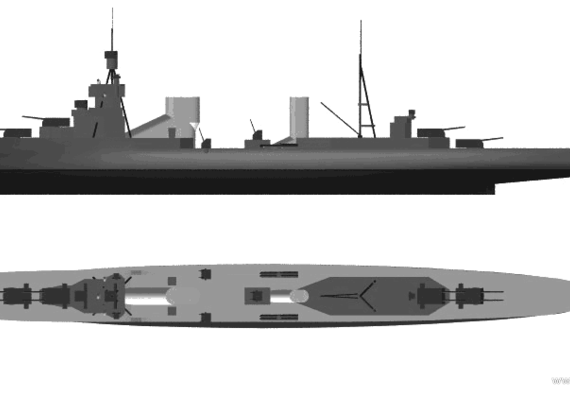 Боевой корабль RN Bartolomeo Colleoni (Light Cruiser) (1940) - чертежи, габариты, рисунки