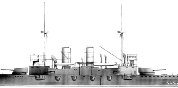 Корабль RN Benedetto Brin (Armoured Cruiser) (1905) - чертежи, габариты, рисунки