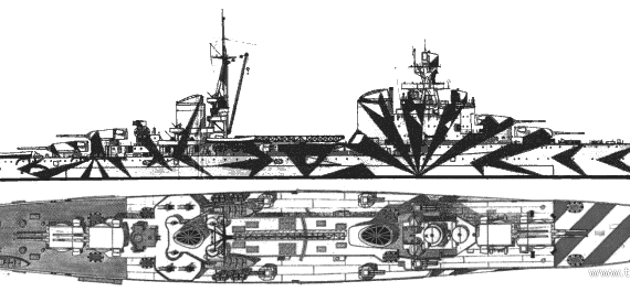 Корабль RN Bolanzo (Heavy Cruiser) (1942) - чертежи, габариты, рисунки