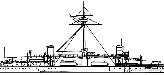 Корабль RN Caio Diulio (Battleship) (1880) - чертежи, габариты, рисунки