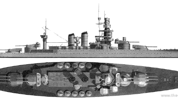 Корабль RN Caio Duilio (Battleship) - чертежи, габариты, рисунки