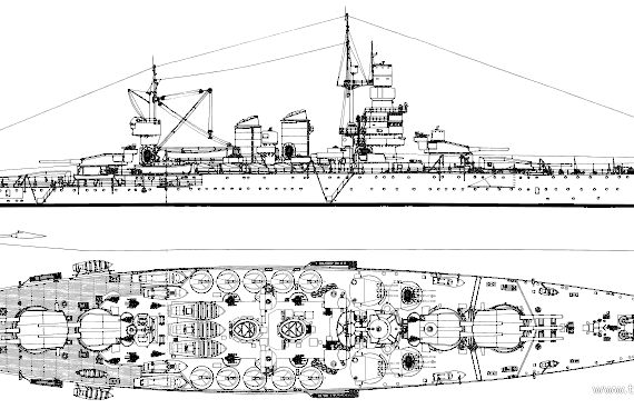 Ship RN Caio Dulio (Battleship) (1941) - drawings, dimensions, pictures