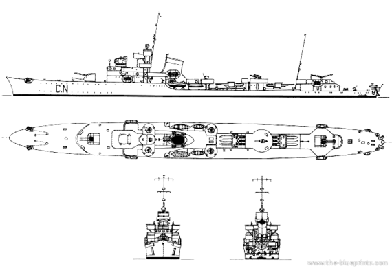 Эсминец RN Camicia Nera (Destroyer) - чертежи, габариты, рисунки
