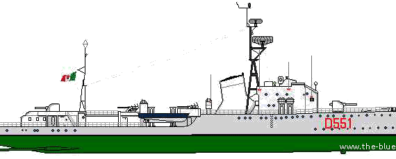 Корабль RN Carabiniere D551 (Destroyer) - чертежи, габариты, рисунки