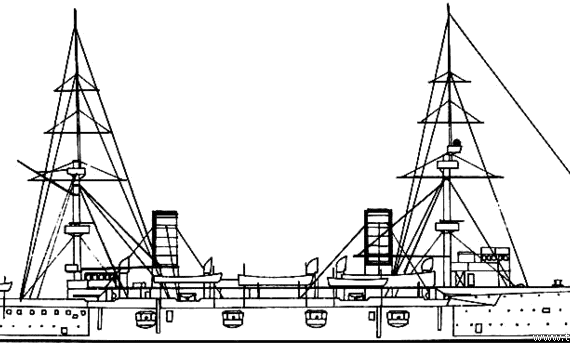 Боевой корабль RN Carlo Alberto (Battleship) (1898) - чертежи, габариты, рисунки