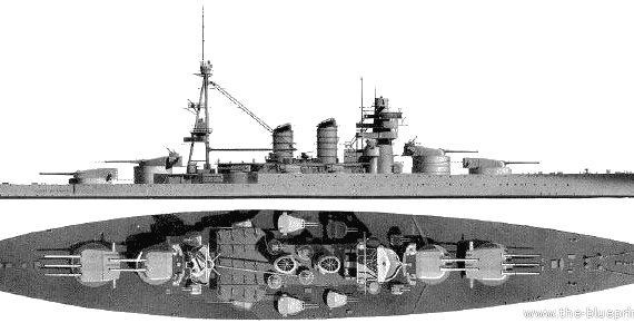 Корабль RN Conte di Cavour (Battleship) - чертежи, габариты, рисунки