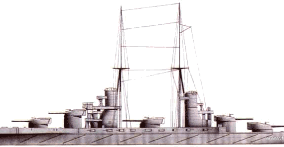 Корабль RN Conte di Cavour (Battleship) (1915) - чертежи, габариты, рисунки