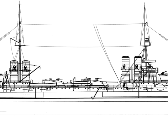 Боевой корабль RN Dante Alighieri 1924 (Battleship) - чертежи, габариты, рисунки