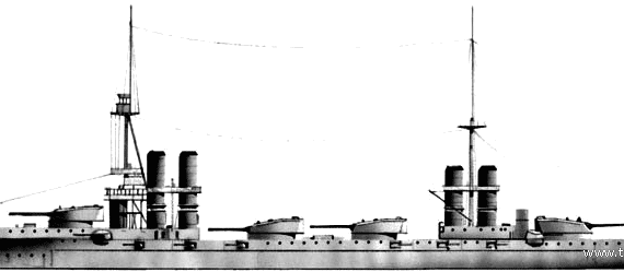 Ship RN Dante Alighieri (Battleship) (1909) - drawings, dimensions, pictures