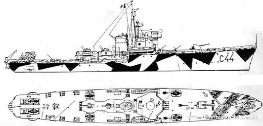 Боевой корабль RN Gabbiano - чертежи, габариты, рисунки