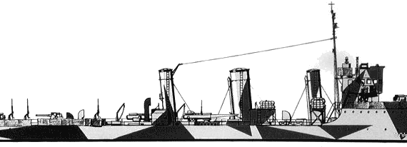 Корабль RN Generale Marcello Prestinari (Destroyer) (1940) - чертежи, габариты, рисунки