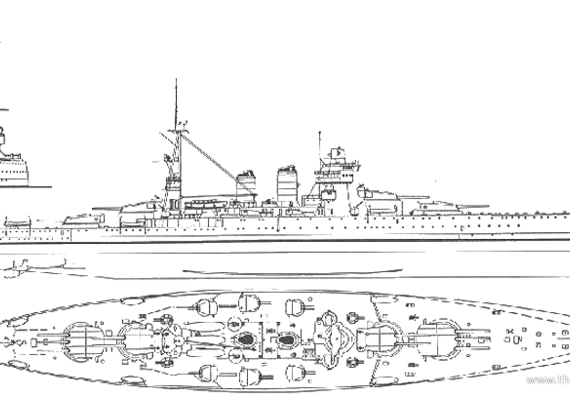 Боевой корабль RN Giulio Caesare (1937) - чертежи, габариты, рисунки