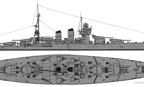Ship RN Giulio Cesare (Battleship) (1940) - drawings, dimensions, pictures