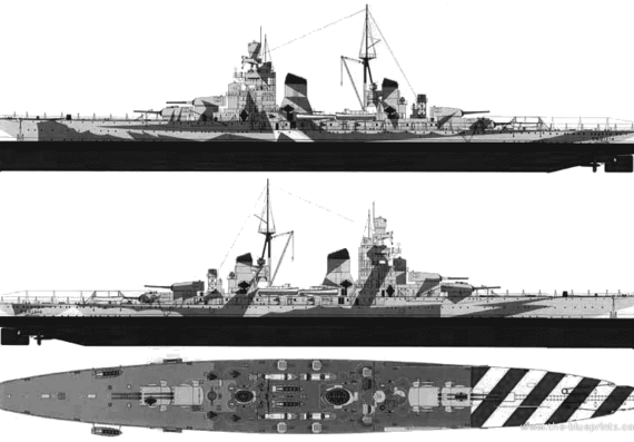 Боевой корабль RN Gorizia (Cruiser) (1943) - чертежи, габариты, рисунки