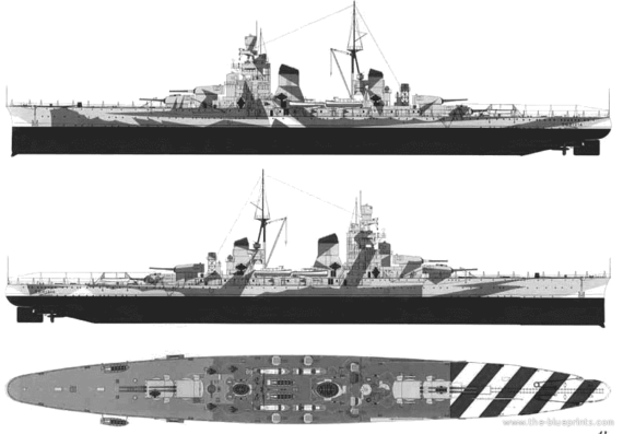 Корабль RN Gorizia (Heavy Cruiser) (1943) - чертежи, габариты, рисунки