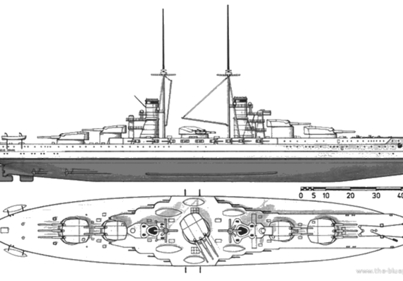 Боевой корабль RN Guilio Caesare (1911) - чертежи, габариты, рисунки