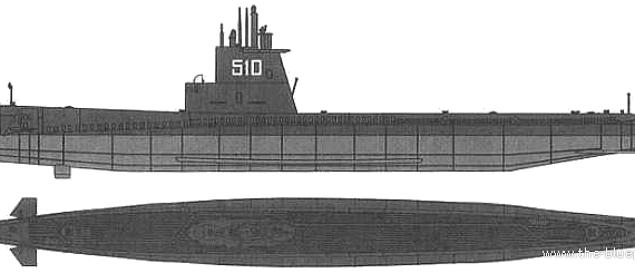 Корабль RN Leonardo da Vinci S-510 (ex USS SS-247 Dace Submarine) - чертежи, габариты, рисунки