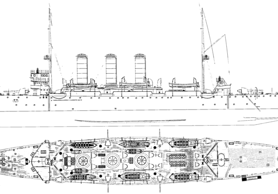 Крейсер RN Libia 1913 (Protected Cruiser) - чертежи, габариты, рисунки