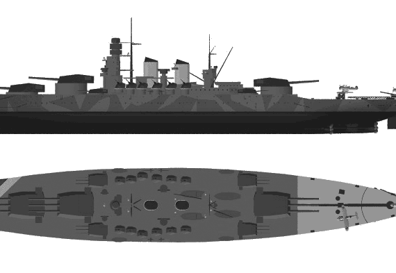 Боевой корабль RN Littorio (Battleship) (1941) - чертежи, габариты, рисунки