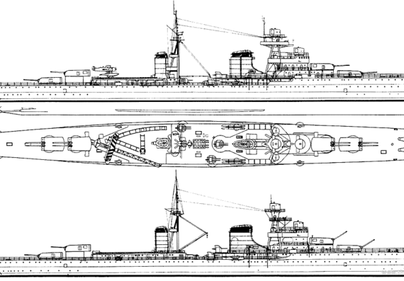 Крейсер RN Luigi Cadorna (Light Cruiser) - чертежи, габариты, рисунки