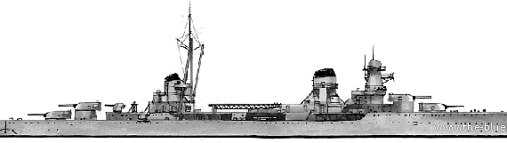 Корабль RN Montecuccoli (Heavy Cruiser) (1939) - чертежи, габариты, рисунки
