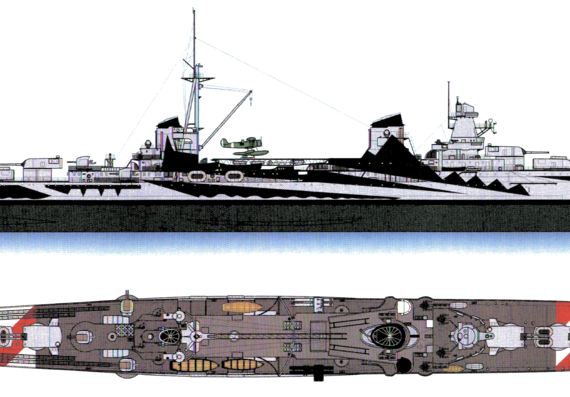 Корабль RN Muzio Attendolo (Light Cruiser) (1941) - чертежи, габариты, рисунки