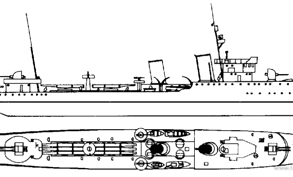 Боевой корабль RN Nazario Sauro (Destroyer) (1940) - чертежи, габариты, рисунки