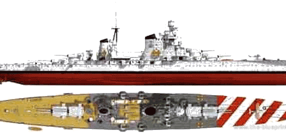 Корабль RN Pola (Heavy Cruiser) - чертежи, габариты, рисунки