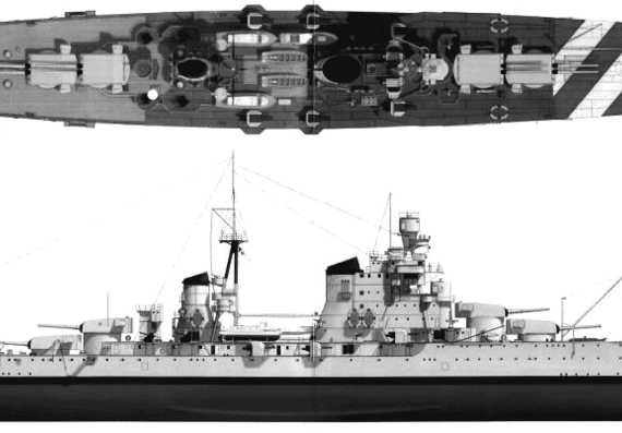 Корабль RN Pola (Heavy Cruiser) (1941) - чертежи, габариты, рисунки