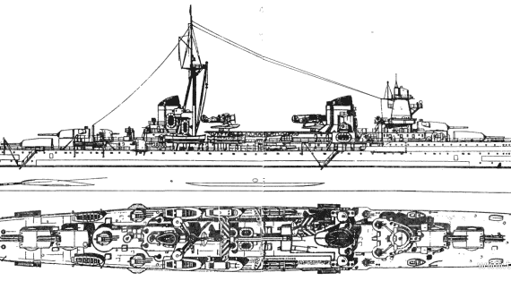 Боевой корабль RN Raimondo Montecuccoli (Light Cruiser) (1938) - чертежи, габариты, рисунки