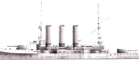 RN Regina Elena (Armoured Cruiser) (1907) - drawings, dimensions, pictures