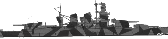 Боевой корабль RN Roma (1942) - чертежи, габариты, рисунки