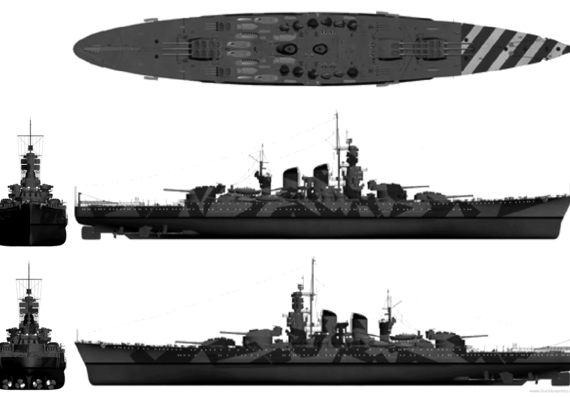 Корабль RN Roma (Battleship) - чертежи, габариты, рисунки