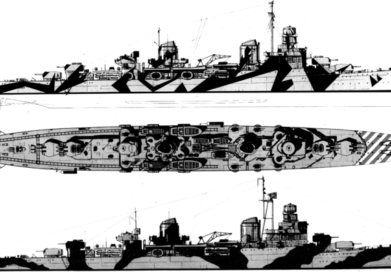 Крейсер RN Scipione Africano 1942 (Light Cruiser) - чертежи, габариты, рисунки