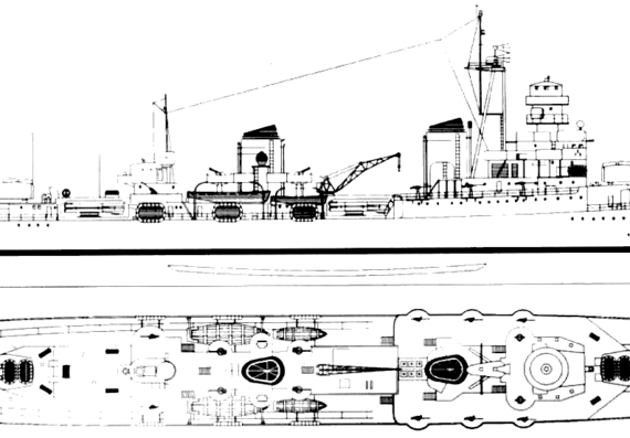 Крейсер RN Scipione Africano 1944 (Light Cruiser) - чертежи, габариты, рисунки