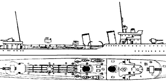Ship RN Turbine (Destroyer) (1943) - drawings, dimensions, pictures