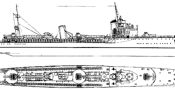Корабль RN Ugonlini Vivaldi (Destroyer) - чертежи, габариты, рисунки