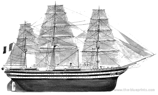 Боевой корабль RN Vespucci - чертежи, габариты, рисунки