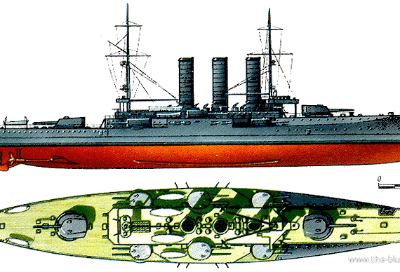 Warship RN Vittorio Emanuele 1908 (Battleship) - drawings, dimensions, pictures