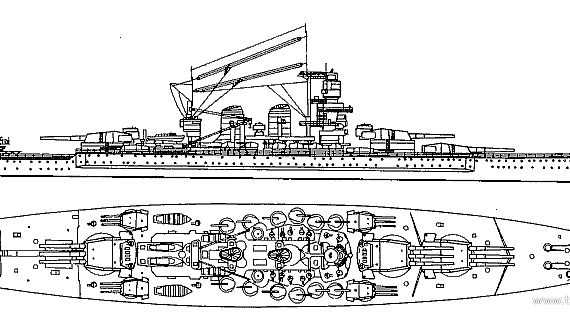 Combat ship RN Vittorio Veneto (Battleship) (1942) - drawings, dimensions, pictures