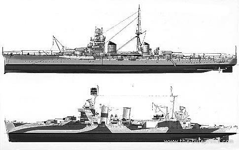 Корабль RN Zara (Cruiser) (1941) - чертежи, габариты, рисунки